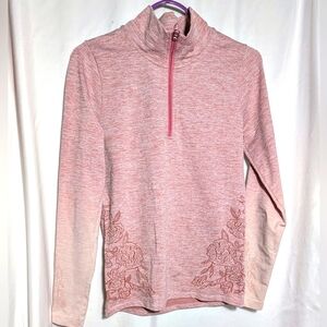 Calia Women’s Pink 1/4 Zip Athletic  Pullover Laser‎ Cutout Long Sleeve | Sz S